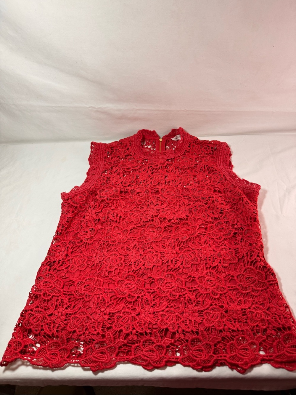 Nanette Lepore Red Floral Lace Sleeveless Dress Top
